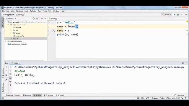 Знакомство с PyCharm, ввод/вывод, условный оператор