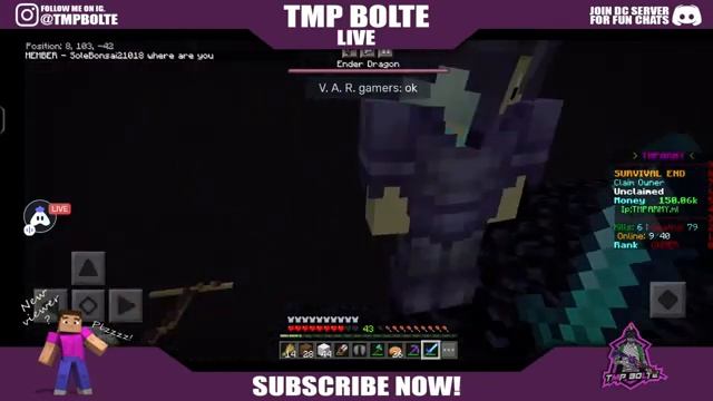 MINECRAFT PUBLIC SERVER LIVE WITH SUSCRIBERS♥️ | JAVA+PE SERVER?? | TMP BOLTE LIVE смотреть онлайн