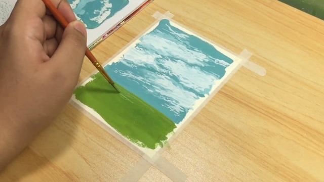Easy Poster Color Landscape Painting for Beginners! | Real-time and Step-by-step Tutorial