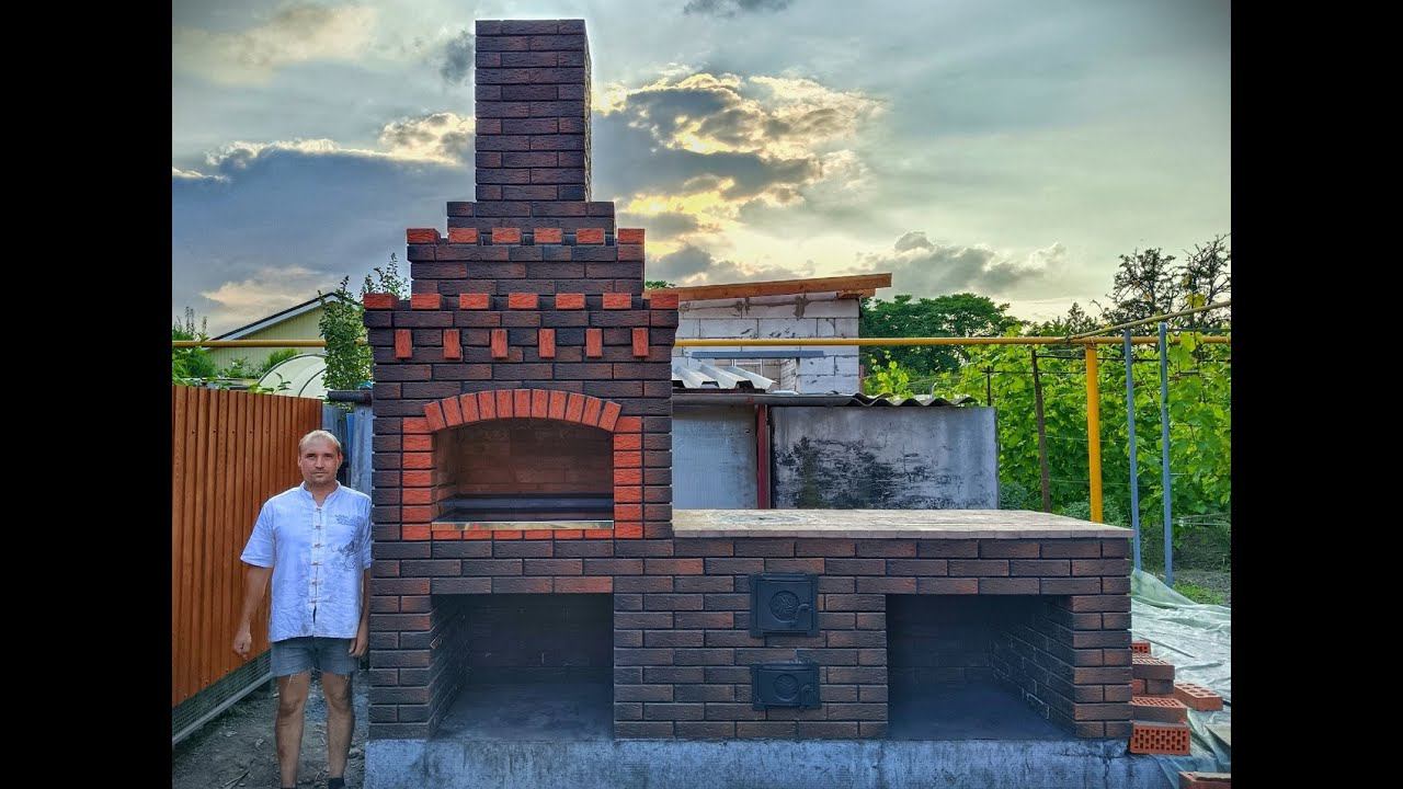 мангал из кирпича с печкой под казан своими руками смотреть онлайн