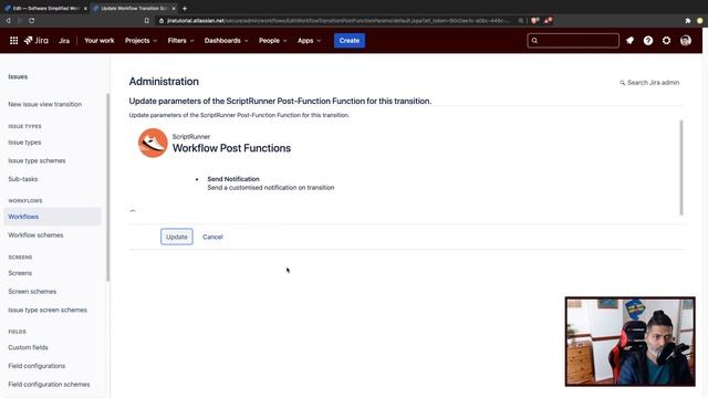 ScriptRunner for Jira Cloud - Post function to send custom notification