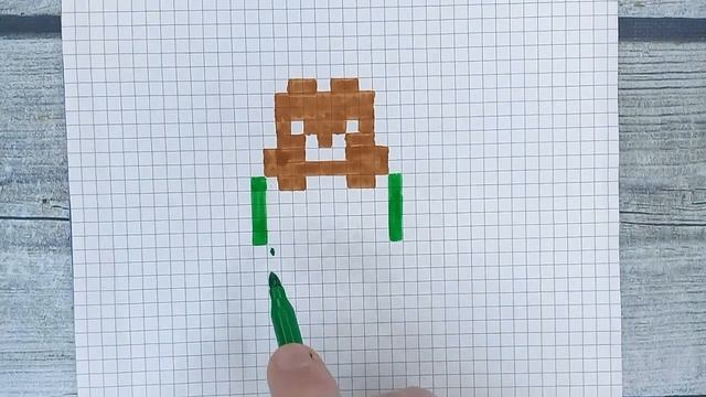 Красивые рисунки по клеточкам - как рисовать МИШКУ С АРБУЗИКОМ / Лайк АРТ смотреть онлайн