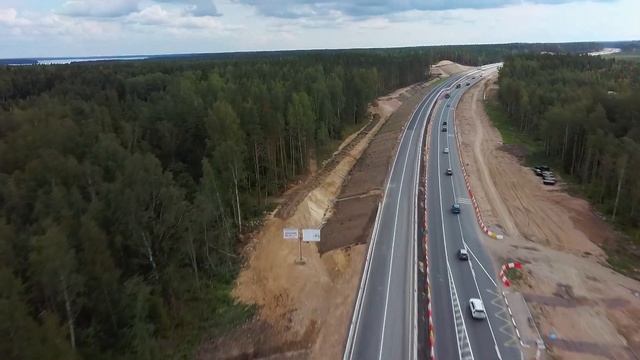 Реконструкция трассы "Скандинавия" близ Лейпясуо. Съёмка с квадрокоптера (август 2021)