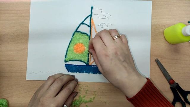 Аппликация из ниток - Кораблик. Для детей от 8 лет смотреть онлайн
