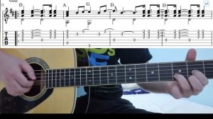 Bad Moon Rising (Creedence Clearwater Revival) - Easy Fingerstyle Guitar Playthough Lesson With Tab