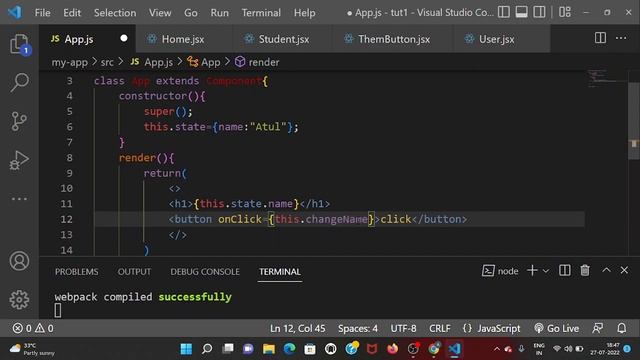 React Tutorial - State in Class component || Hindi смотреть онлайн