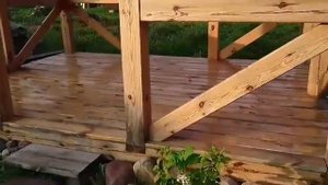 Беседка из бруса на 20 человек. Год спустя.