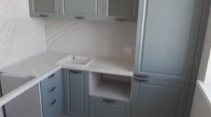 Кухня Серый лед в классическом стиле | Фасад мдф, пленка пвх