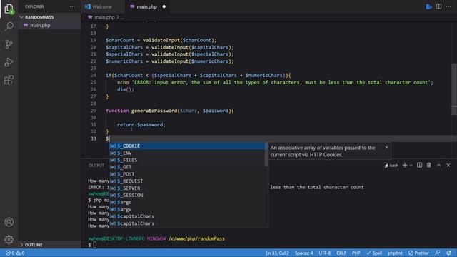 PHP Beginner Project build a Password Generator -  Tutorial