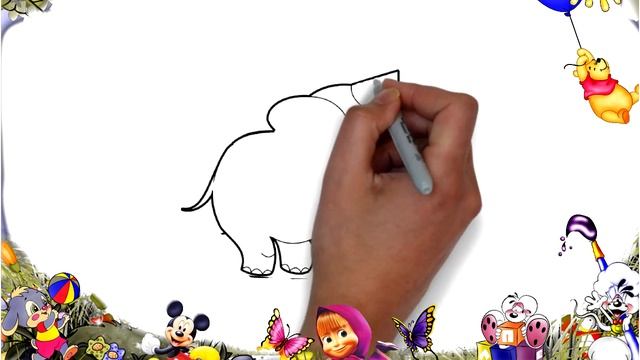 How to draw a baby elephant | Как нарисовать слоненка | bolalar uchun kompyuter rasm chizish