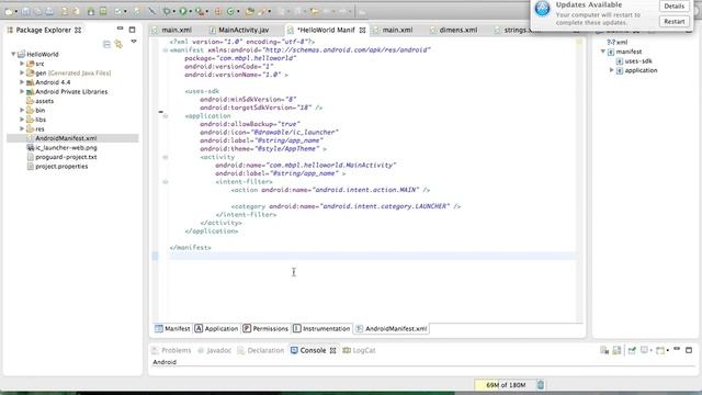 Android Development Tutorials - Tutorial 5 -  Introduction to AndroidManifest.xml