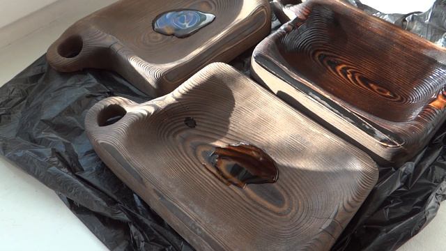 Досточки для нарезки и подачи. Пропитка конопляным маслом.