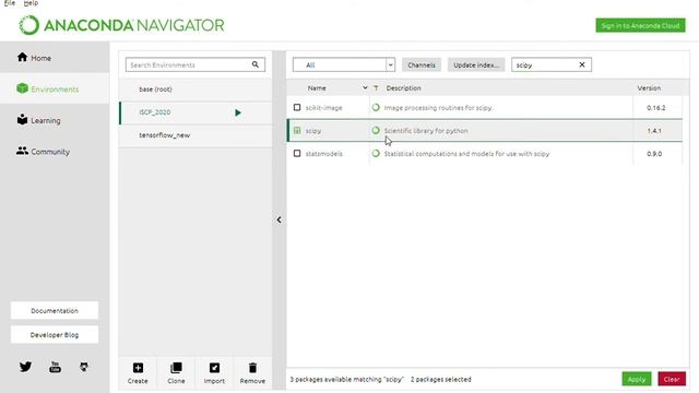 Installing NumPy and SciPy in an Anaconda Environment