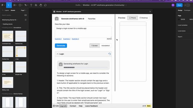 Create Wireframes using Figma plugin in a few seconds