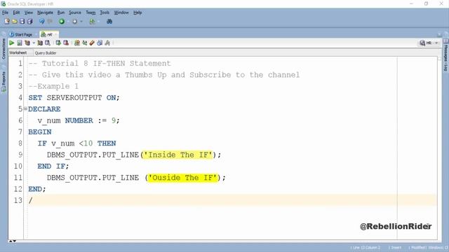 PL SQL tutorial 8  Simple IF  THEN conditional Control Statement By Manish Sharma RebellionRider