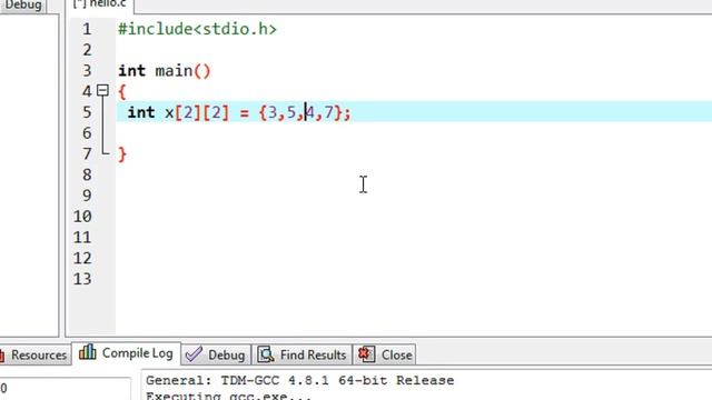 C Programming  - 52 - Initialize a two dimensional array