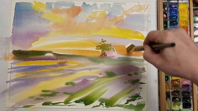 Цветущие луга, акварельный мастер-класс для начинающих