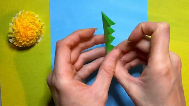 Одуванчики. Объёмная аппликация своими руками. Простая весенняя поделка из бумаги #поделки #diy