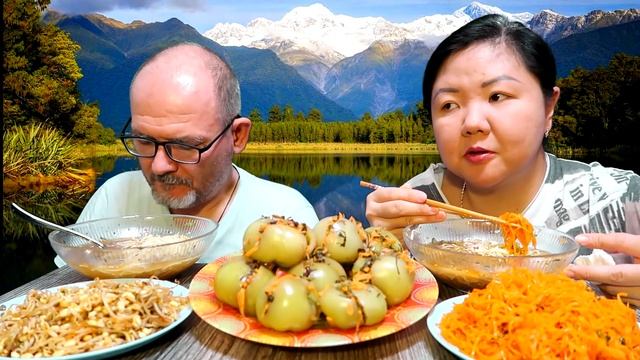МУКБАНГ Зеленые помидоры, Кукси по Корейски/ Хотите открыть Ютуб канал? Советы/ MUKBANG korean sala