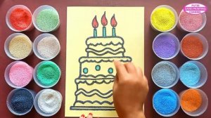 COLORED SAND PAINTING BIRTHDAY CAKE - SAND ART