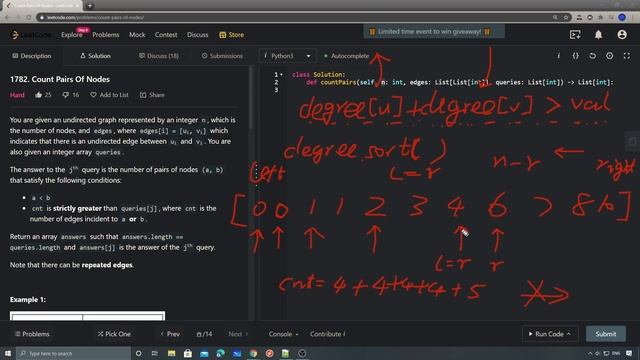 LeetCode 1782. Count Pairs Of Nodes смотреть онлайн