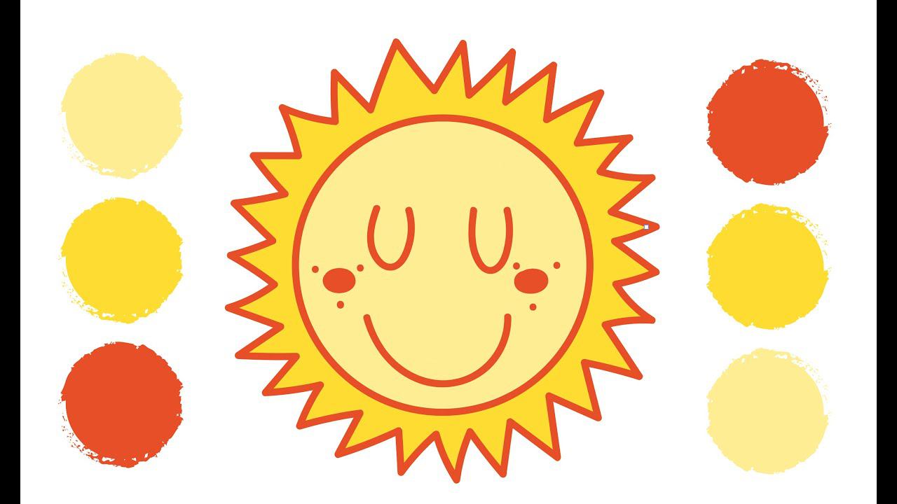 Как нарисовать СОЛНЦЕ / Раскраска СОЛНЦЕ / Рисуем СОЛНЫШКО /Краски раскраски / Уроки рисования детям смотреть онлайн