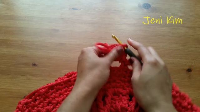 Ковер крючком из шнура для начинающих 9-10 ряды Crochet rug