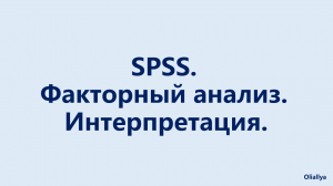 13. Факторный анализ в программе SPSS. Интерпретация результатов