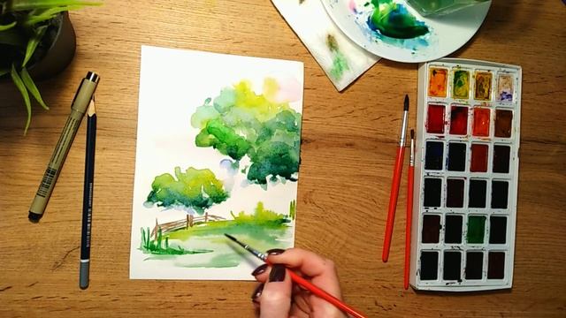 Как всего за 10 МИНУТ нарисовать пейзаж смотреть онлайн