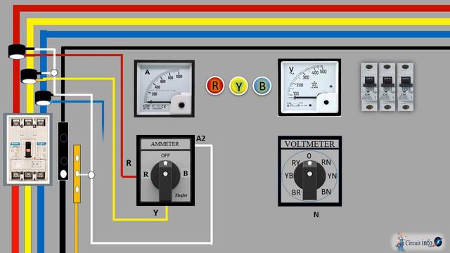 3 Phase Voltmeter & Ammeter Connection/ 3 Phase Meter wiring /Circuit info смотреть онлайн