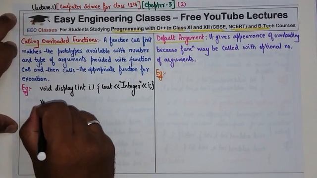 C++ Tutorial in Hindi - Function Overloading, Function with Default Arguments