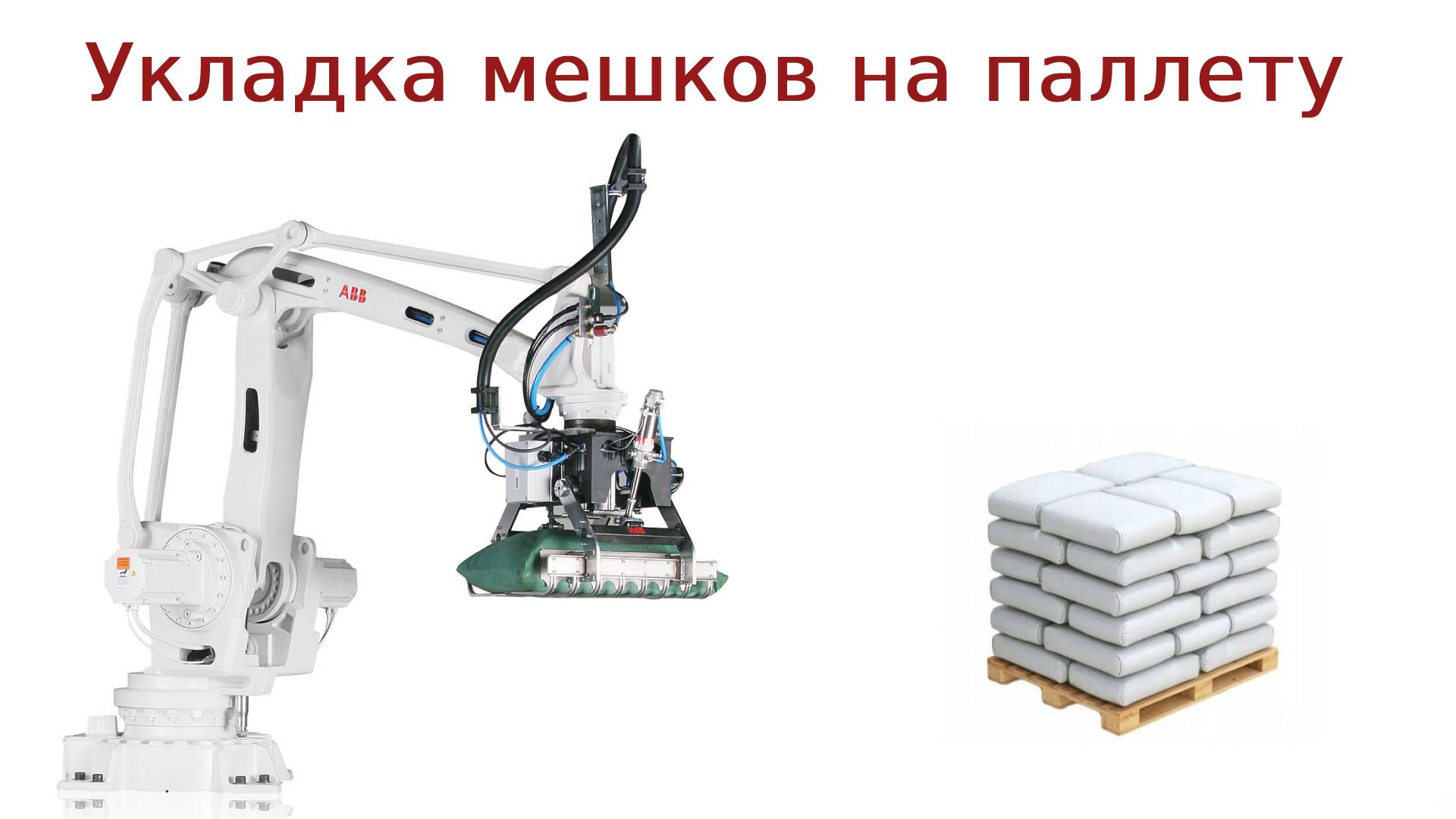 Робот для укладки мешков. Робот паллетайзер. Роботизация производства