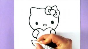HOW TO DRAW HELLO KITTY WITH LOVE HEARTS | EASY DRAWING TUTORIAL