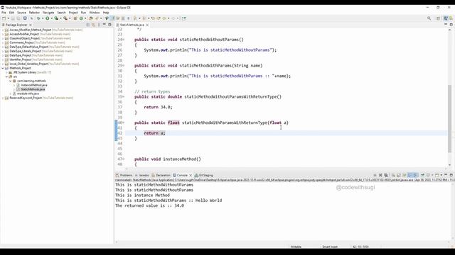 #25 Static Method in Java with Examples | Difference between static and non static methods