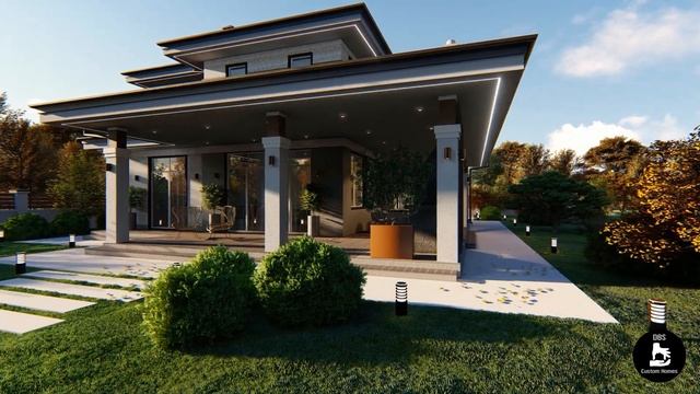 Проект дома в стиле Прерий (Ф. Л. Райта), общей площадью 500 м2 "Висконсин" смотреть онлайн