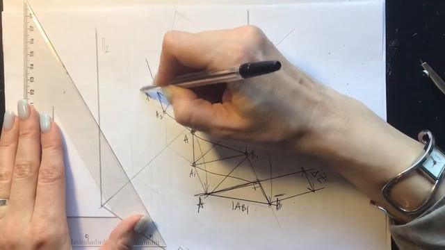 Нахождение натуральной величины отрезка методом прямоугольного треугольника