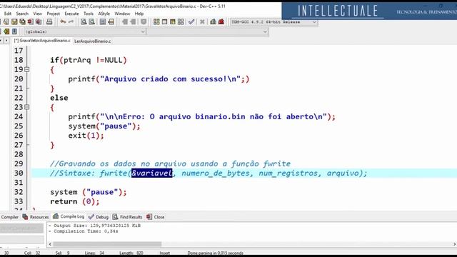 fwrite() Gravando arquivo binário em Linguagem C смотреть онлайн