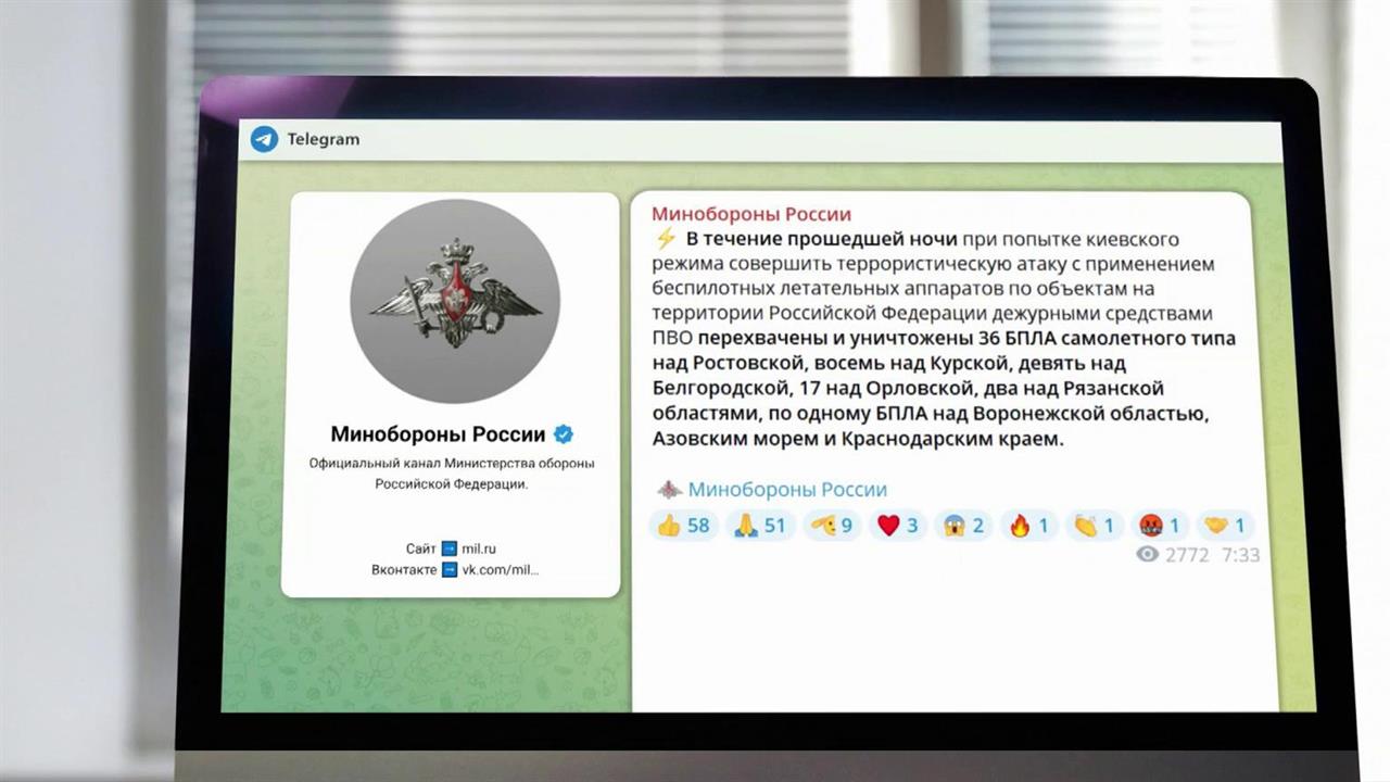 Российские средства ПВО за ночь перехватили и уничтожили 75 украинских беспилотников