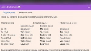 Притяжательные прилагательные во французском языке