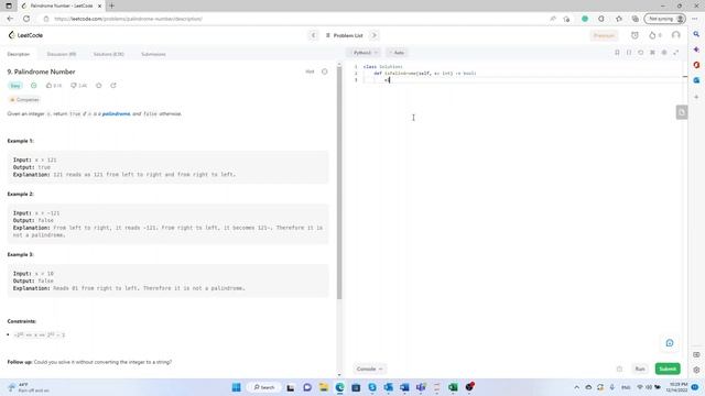 9. Palindrome Number - Salman - Python смотреть онлайн
