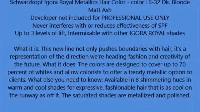 Schwarzkopf Igora Royal Color Creme Tube 6 32 Dark Blonde Matt Ash by Schwarzkopf Professional смотреть онлайн