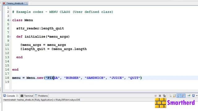 #43 Ruby Tutorial : Menu - Practise example Codes : Part - 1