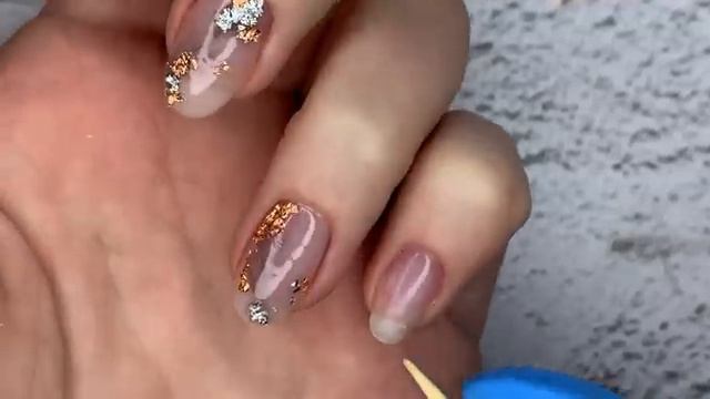 ?Мраморный маникюр с фольгой / Эффект натурального камня / Marble nails tutorial / Мраморный дизайн