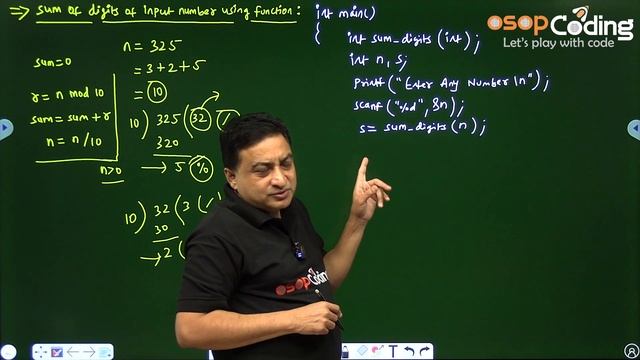 #Lecture78 - Program for finding sum of digits of input number using function | C/C++ Tutorial