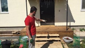 Крыльцо из дерева. Дорожки из дерева. - 2 часть