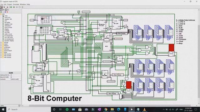 ||Programmable 8-bit computer || USING LOGIC GATES||Logisim