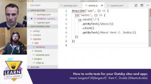 How to write tests for your Gatsby sites and apps with Kent C. Dodds — Learn With Jason