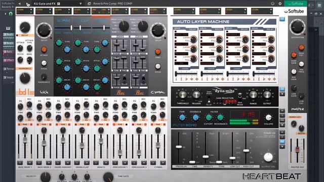 My favorite drum machine - Softube Heartbeat VST demo & preset sounds & MIDI files