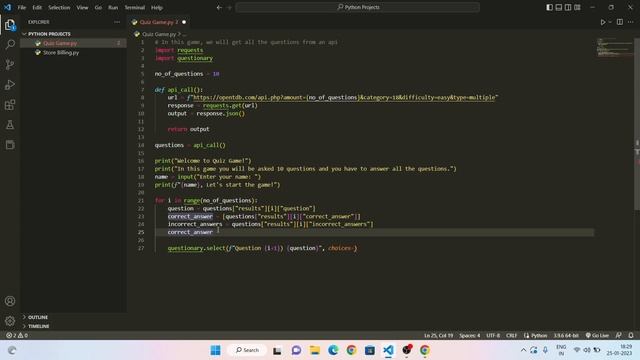 Quiz Game | Python Projects in Hindi #2