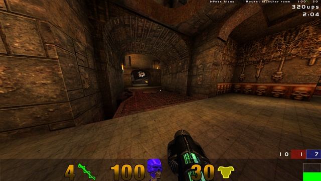 Quake 3 arena 4k, mod RUNO, Team 1 vs 3 nightmare, map DM14